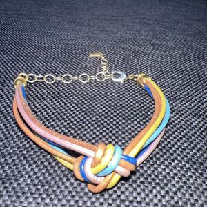 Chan Luu Multi-strand Leather Love Knot Bracelet Gold Tone Lobster Claw Clasp